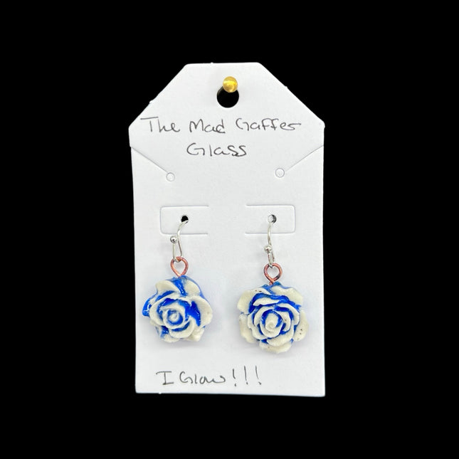 Blue Rose Dangling Earrings