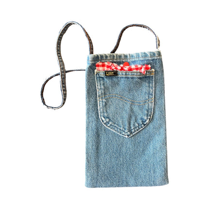 Lee Red Plaid Denim Tote Bag