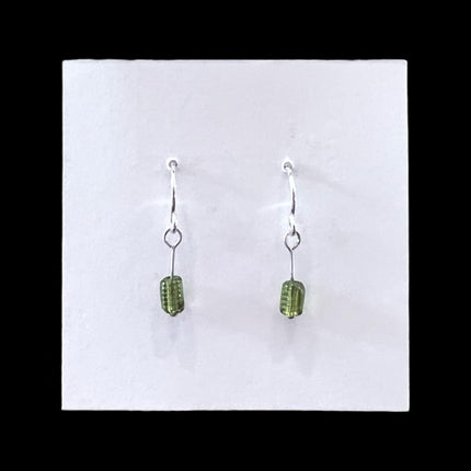 Tiny Beaded Earrings - Olive Green