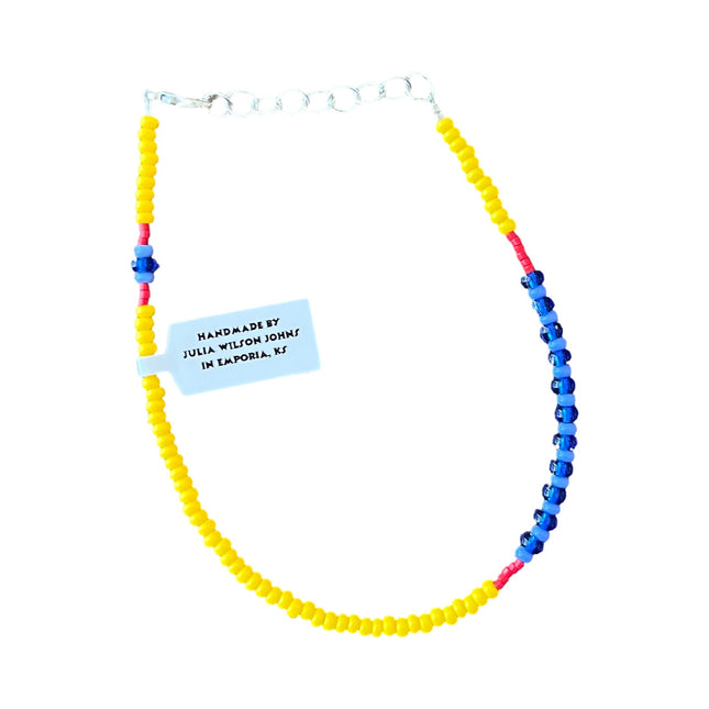 Yellow Red Periwinkle Blue Anklet
