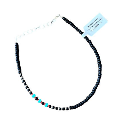Black Tan Red Aqua Anklet