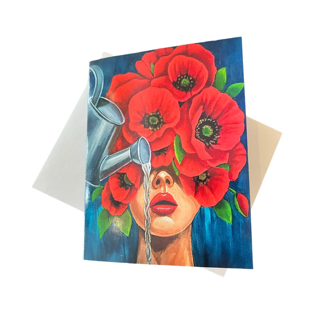 Poppies w/Watering Can Card