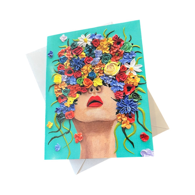 Girl w/Flowers Card
