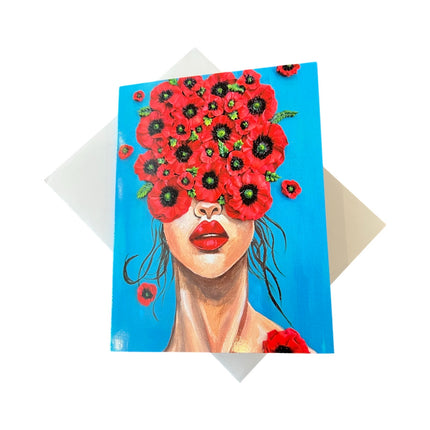 Girl w/Poppies Card