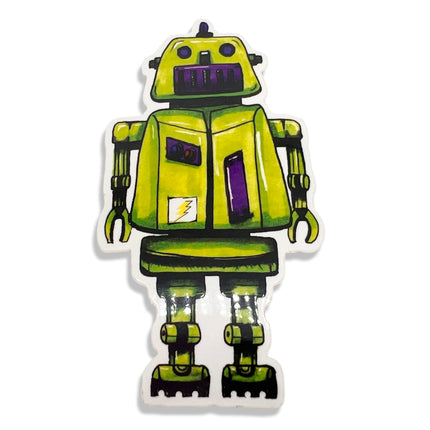 Green & Purple Robot Sticker