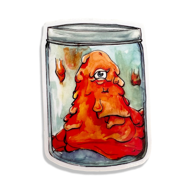 Orange Goop Monster in a Jar Sticker