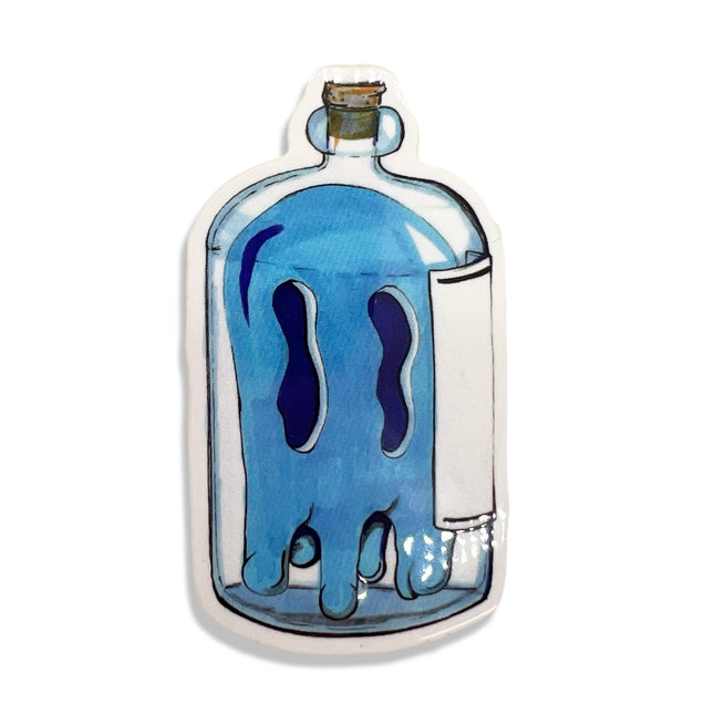 Blue Ghostie in a Jar Sticker