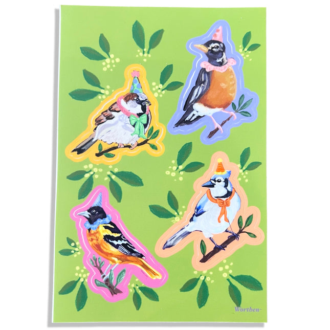 Party Birds Sticker Sheet