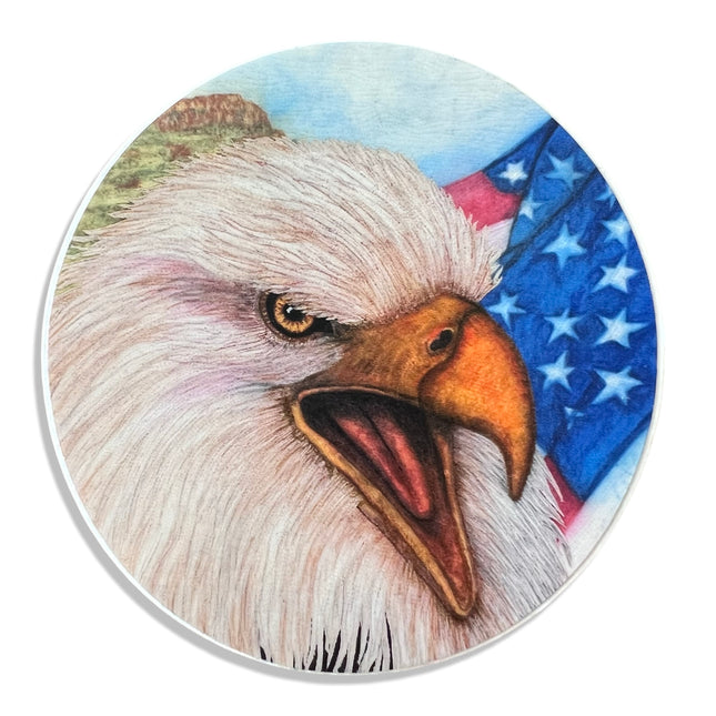 Eagle + Flag Sticker - Round