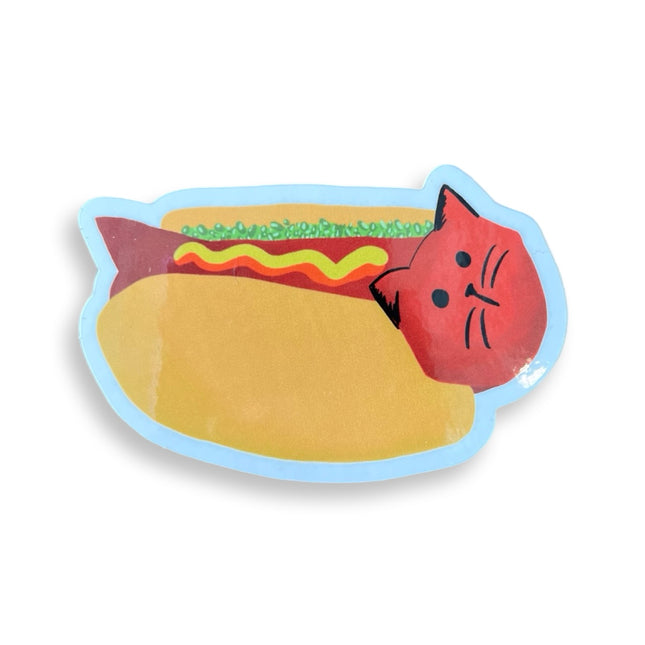 Hot Dog Cat Sticker
