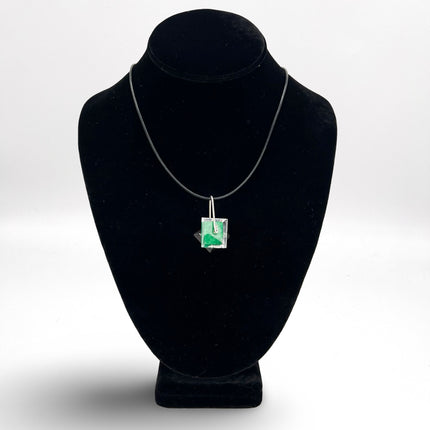 Green & Blue Reversible Glass Pendant Necklace