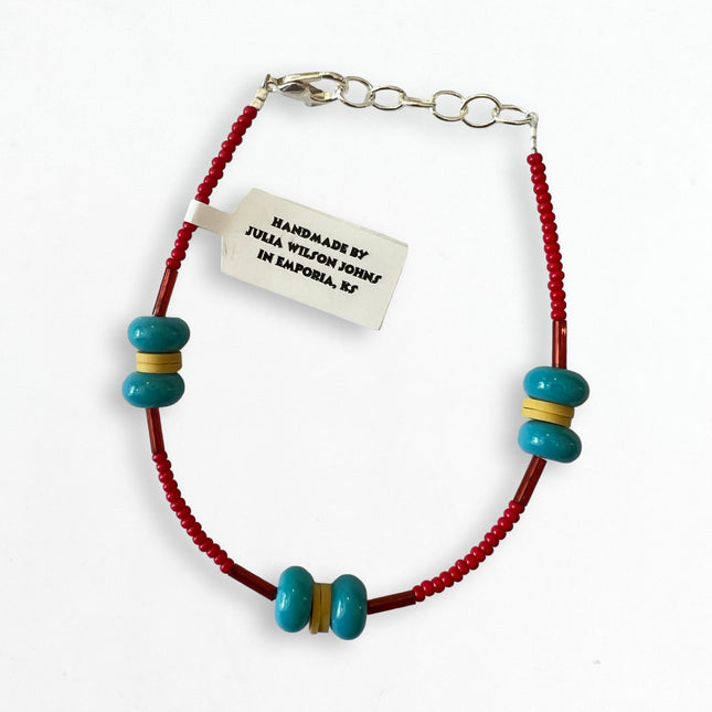 Red, Teal, Cream