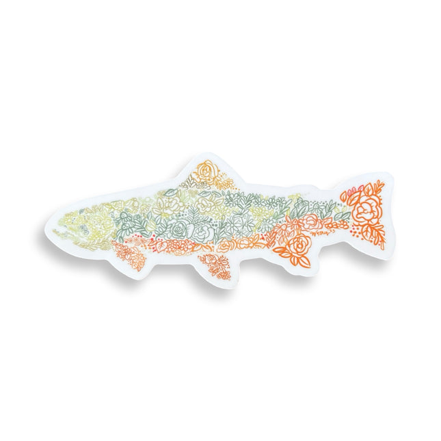 Large Flower Trout Sticker