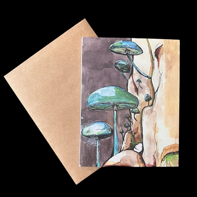 Blue Mushroom Greeting Card