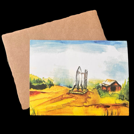 Spaceship Barn Greeting Card