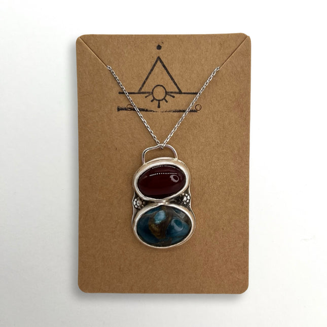Carnelian Agate & Stone Pendant