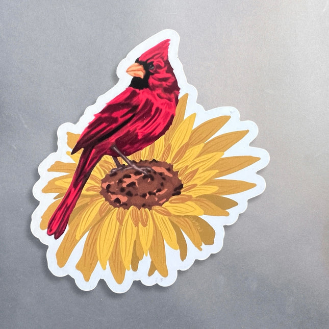 Cardinal on Sunflower Magnet