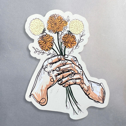 Hand Holding Flowers Magnet