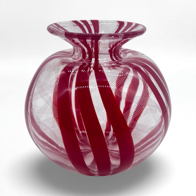 Red & Clear Cane Vase
