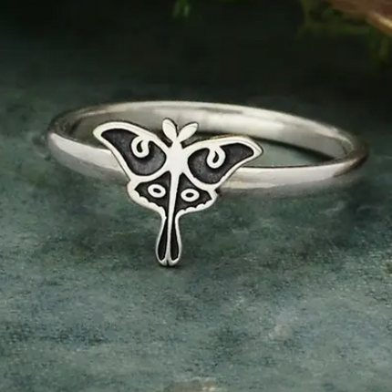 Silver Luna Moth Ring