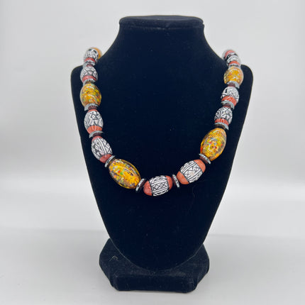 Orange, Black, and White Necklace