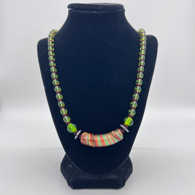 Green and Dark Red Necklace