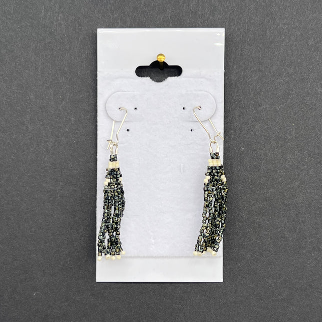 Black & Cream Beaded Earrings