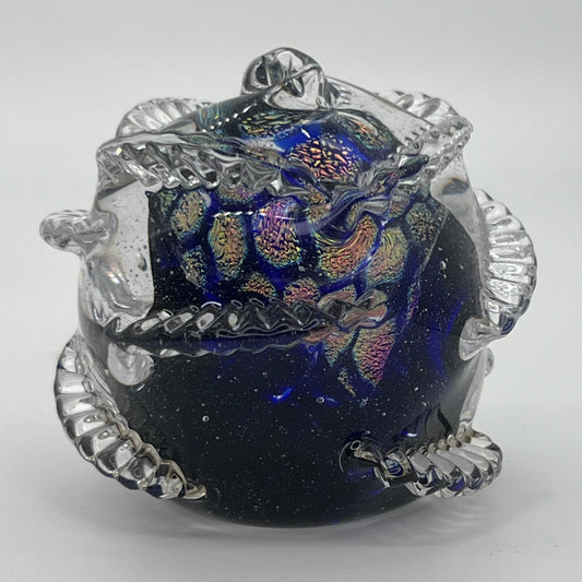 Rose Paperweight- Blue Dichro