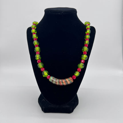 Green and Bright Red Necklace