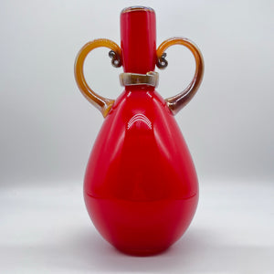 Red Vase with Gold Fixings