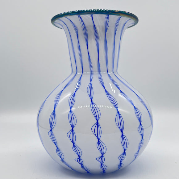 White Vase with Blue Ballotini