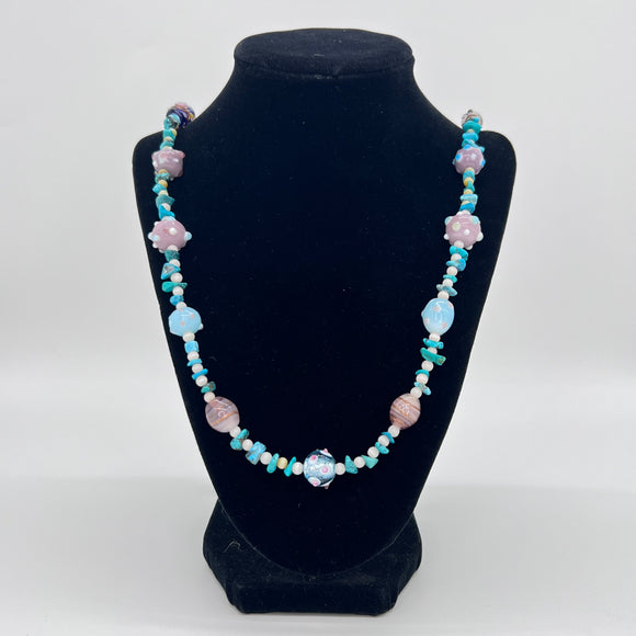 Glass Beads with Turquoise Necklace