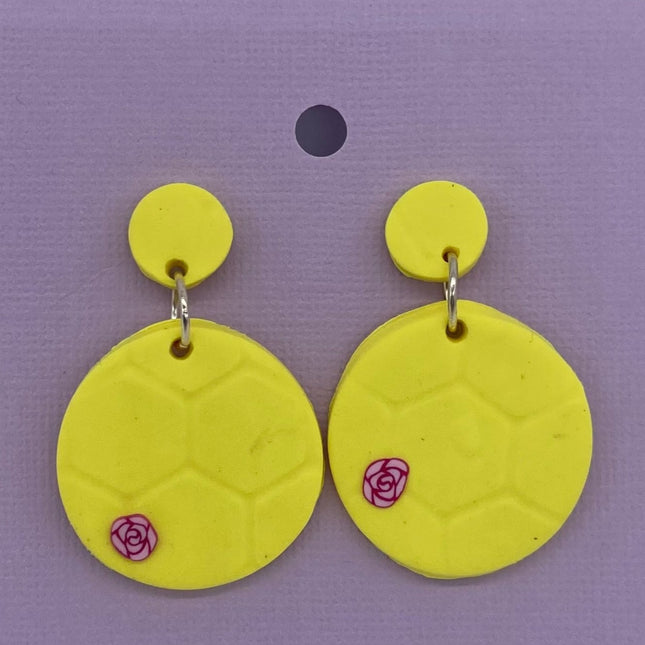 Yellow Honeycomb Earrings