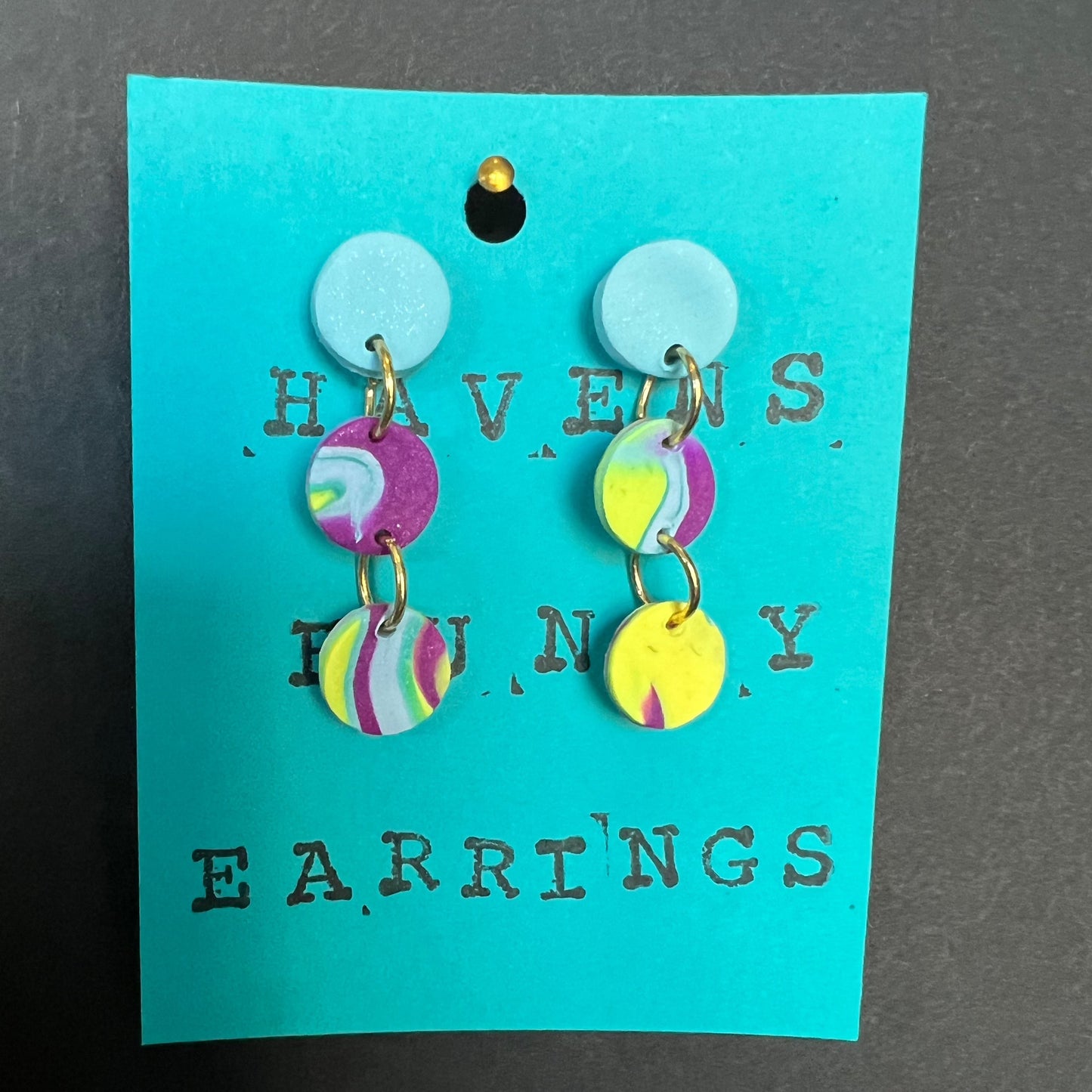 Blue/Purple/Yellow Circle Earrings