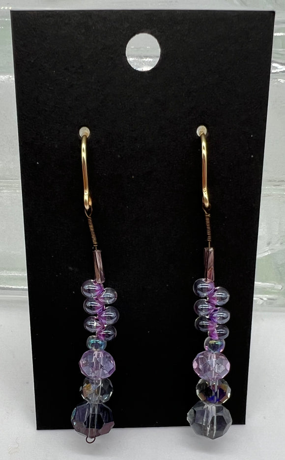 Gold Fill Drop Earrings in Purple