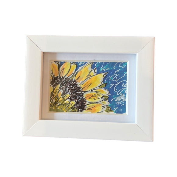 Sunflower in Small White Frame